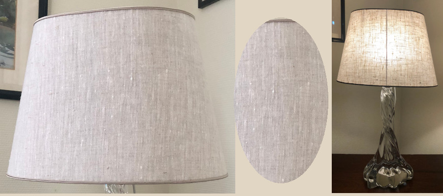 abat-jour ovale en lin naturel pour lampe en cristal de daume